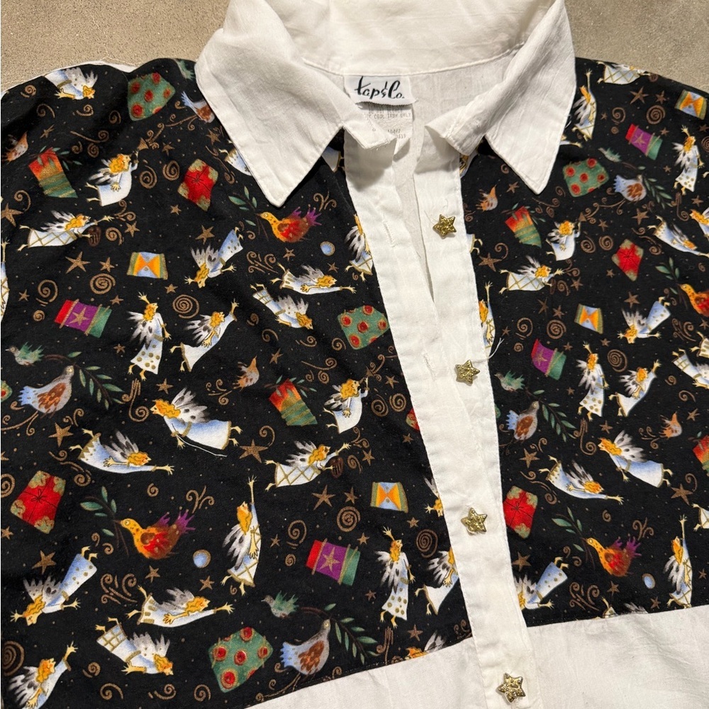 Vintage Christmas Angels Blouse - Picture 2 of 8